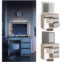Vicco Tocador Sherry Sonoma 90 cm con espejo LED y taburete, Model 40836