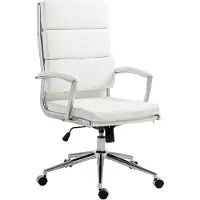 CLP Silla de oficina Cleveland I Silla de escritorio ergonómica I Regulable en altura con función de inclinación I Silla de ejecutivo con reposabrazos, color: blanco, material: cuero sintético