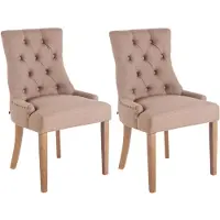 CLP , juego de 2 sillas de comedor Aberdeen, tapizadas en tela, con estructura de madera de caucho. Color: taupé. Color de la estructura: antiguo claro