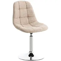 CLP Sillón reclinable EMIL con tapicería de tela, silla de comedor con asiento acolchado, silla giratoria con base tipo trompeta con acabado cromado, color: crema