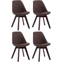 CLP , juego de 4 sillas retro Borneo V2, con tapicería de tela y acolchado de alta calidad. Sillones con estructura de madera, color: marrón, color de la estructura: nogal