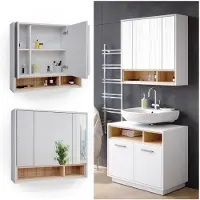 Vicco Armario con espejo para baño Beatrice Blanco 80 x 72 cm, Model 34836