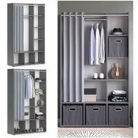 Vicco Armario de ropa Luigi Gris 38 x 178.1 cm con barra de colgar, Model 40590