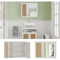 Vicco Armario con espejo para baño Rosario Blanco 68 x 49 cm con 2 puertas, Model 40441