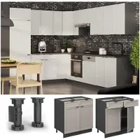 Vicco Mueble bajo de cocina Fame-Line GrisBeige 80 cm sin encimera, Model 50259