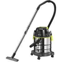 Ryobi Aspiradora inalámbrica R18WDV-0 de 18 V ONE+, para uso en seco y húmedo (negro/acero inoxidable), sin batería ni cargador