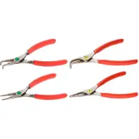 Facom : Juego de 4 pinzas para clips de retención. Incluye pinzas con puntas rectas y pinzas con puntas anguladas a 90°, con capacidad de 18 a 60 mm