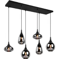TRIO Lighting Lámpara colgante Lumina, 6 luces, negro/cromo, cristal