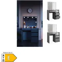 Vicco Tocador Sherry Gris 90 cm con espejo y guirnalda LED, Model 41284