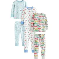 Next Pijama '3er-Pack' azul / verde / rojo claro / blanco