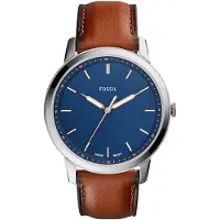 Fossil Reloj analógico 'The Minimalist 3H' azul oscuro / marrón / plata