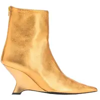 Pinko Albeniz Tronchetto Pelle Lamin Gold Talla: 36 | Botas Outlet | Mujer | Amarillo