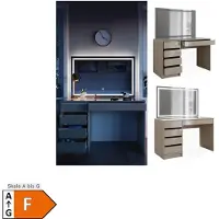 Vicco Tocador Sherry Gris alto brillo 120 cm con espejo LED, Model 47701