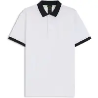 BOSS para hombre. 50544192 Polo de piqué de algodón elástico absorbente blanco (S), Casual, Manga corta, outlet 2026.