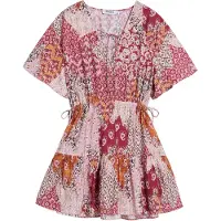 Desigual , Vestido corto boho, Rojo, XS