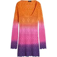 Desigual , Vestido crochet Tie-Dye, Algodon, Naranja, S