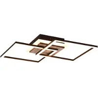 TRIO Lámpara de techo plana GIRO con mando a distancia, de 57 cm de ancho, con apariencia de madera en color negro
