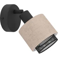 Eglo Foco de pared Rosley, 9 cm de ancho, negro/natural, lino