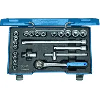 Gedore Juego de llaves de vaso de 3/8", 23 piezas, hexagonal, de 6 a 22 mm, modelo 30 HMU-3