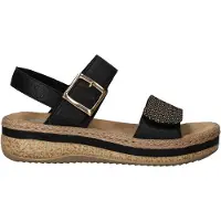 Rieker Sandalias 'Rimo-Sandalen aus Leder mit Keilabsatz' negro
