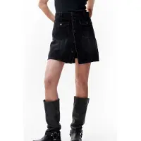 Catwalk junkie Button Up Denim Short Skirt Washed Black Talla: 36 | Faldas Vaqueras Outlet | Mujer | Azul