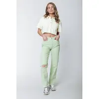 Colourful Rebel Jones Mid Rise Straight Leg Pants Bright Green Talla: XXS | Vaqueros Rectos Outlet | Mujer | Verde