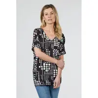 DIDI Loose V-tee Faye Print Black With Secret Dot Print Talla: 36 | Camisetas de Seda Outlet | Mujer | Negro