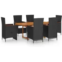vidaXL Juego de jardín de 7 piezas, ratán sintético - Juego de comedor para jardín - Conjuntos de comedor para jardín - Juego de jardín
