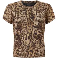 AllSaints Ellie Mesh Tee Evia Golden Brown Talla: 0 | Camisetas de Seda Outlet | Mujer | Marrón