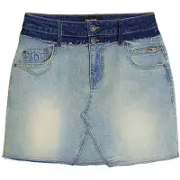Desigual , Falda vaquera doble cintura, Algodon, Azul, XL