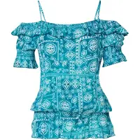 KOROSHI Blusa navy / turquesa / blanco
