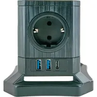 Schwaiger STLB3520 Steckdosen Power tower 5fach7xSchuko+2x USB, 1,8m