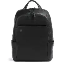 Piquadro Black Square Mochila de negocios Piel natural 39 cm Compartimento para el portátil negro