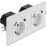 DeLOCK Enchufe de pared doble con 4 puertos de carga USB tipo A, 2 x 2,8 A, CEE 7/3 + USB, blanco, plástico, 250 V, 16 A, 50 Hz