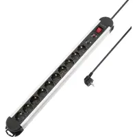 Sygonix SY-4755860: Regleta de enchufes con protección contra sobretensiones, color plateado y , con toma de tierra, 1 unidad.