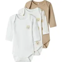 Name it Pijama entero/body 'Oxford Bear' beige oscuro / negro / blanco