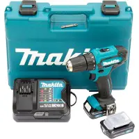 Makita Taladro atornillador a batería DF 333 DSAE, 12 V, máx. 30 Nm + 2 baterías de 2,0 Ah + cargador + maletín
