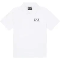 EA7 para niño. 7B000022_AF10378 Polo de manga corta confeccionado en jersey de algodón fresco blanco (10Años= 142cm), Casual, moda infantil,