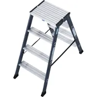 Krause MONTOSePro: Escalera doble de dos tramos, con peldaños de aluminio anodizado, 2 x 4 peldaños, modelo 125811