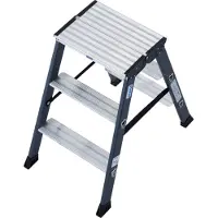 Krause "SEPRO D", escalera de doble tramo con peldaños, anodizada, 2 x 3 peldaños