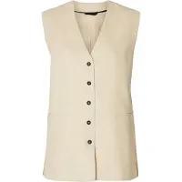 Selected Mezcla De Algodón Chaleco Mujeres Beige 40
