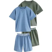 Next Pijama azul cielo / verde oscuro / blanco