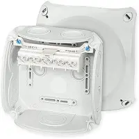 Hensel Caja de conexión para cables , modelo DK 0606 G, para cables de 1,5-6 mm² (trifásico) y 10 mm² (monofásico), con terminal de 5 polos