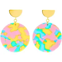 Fräulein Wunder Pendientes 'Amal' aqua / amarillo / oro / rosa