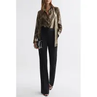 Reiss Metallic Blouse Gold — Animal Print Talla: 8 | Blusas Outlet | Mujer | Amarillo