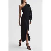 Reiss Sheer Exaggerated Sleeve Midi Dress — Black Talla: 10 | Vestidos Midi Outlet | Mujer | Negro