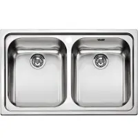 Smeg SP792-2, Fregadero empotrable, rectangular, acero inoxidable, acero inoxidable, 2 cubetas, 340 x 400 mm