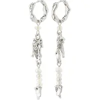 Pilgrim Pendientes 'Niya' plata / blanco perla
