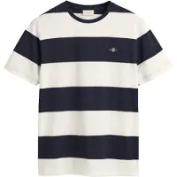 Gant para hombre. 2003203 Camiseta de rayas anchas blanco, marino (XL), Casual, Algodón, Manga corta, outlet 2026.