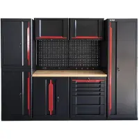 HBM Sistema de taller modular experto, 10 piezas, negro rojo